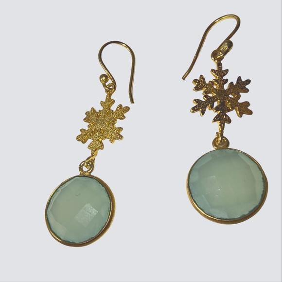 Chalcedony Vermeil Gold Over Sterling Silver Snowflake Earrings - Picture 2 of 8